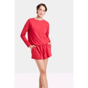 Colsie Red Metallic Two Piece Pajama Lounge Set Size M